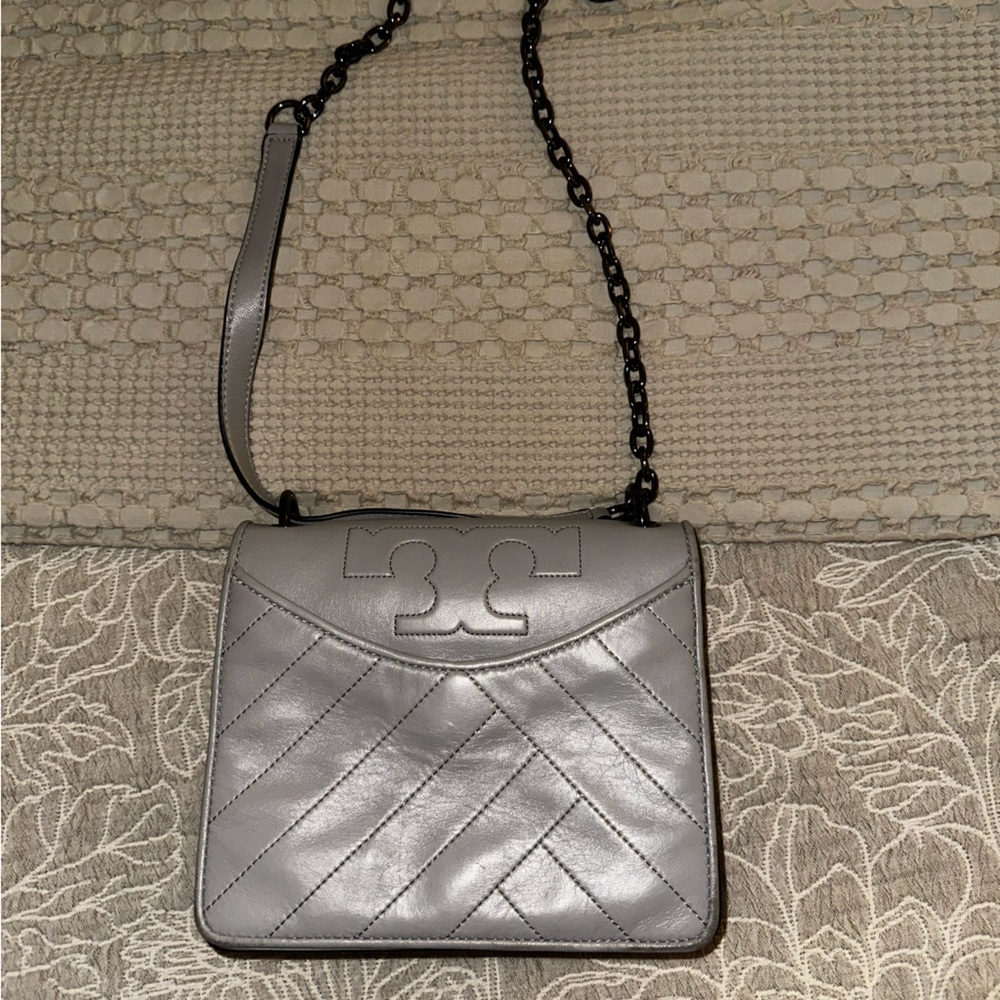 Grey Double Sided Used Tory Burch Crossbody Purse